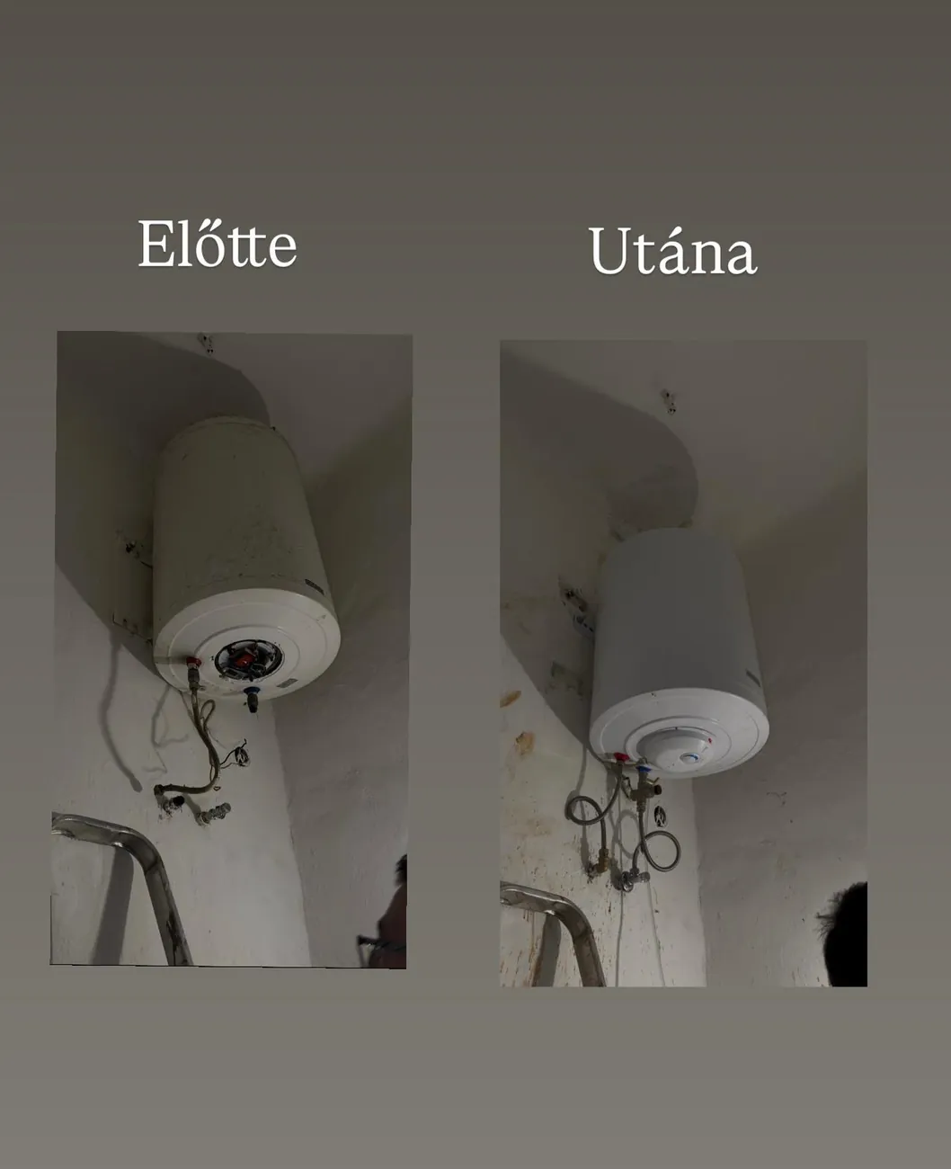 Bojlercsere — előtte és utána