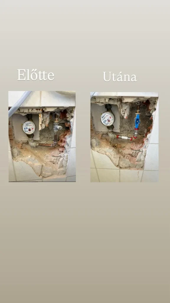Csőtörés javítása — feltárás és a kész csatlakozás
